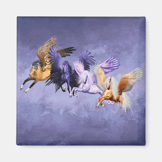 De fyra Pegasi Flies Horses Pegasus Stallions Magnet (Framsidan)