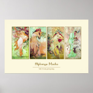 De fyra säsongerna Alphonse Mucha Poster