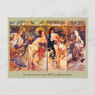 De fyra säsongerna (serie 1897) av Alphonse Mucha Vykort