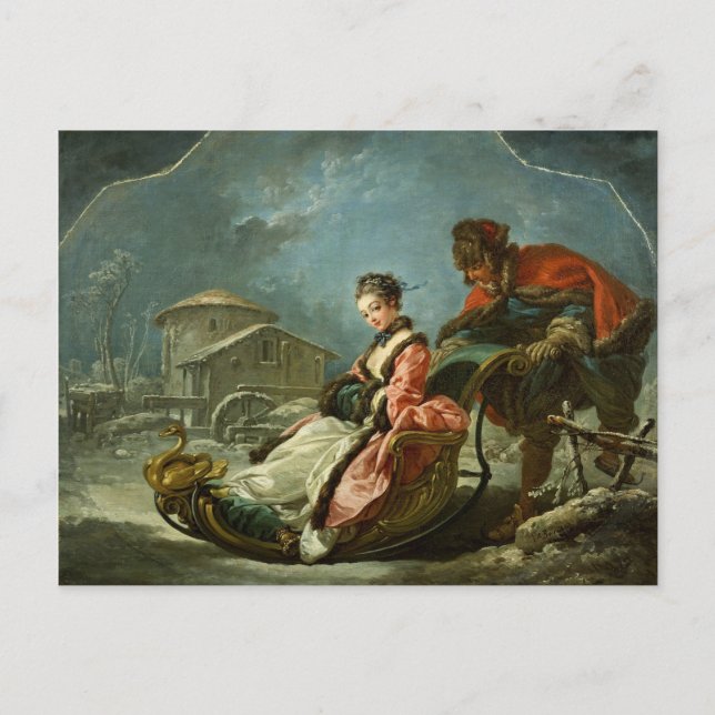 De fyra säsongerna: Vinter av François Boucher Helg Vykort (Framsida)