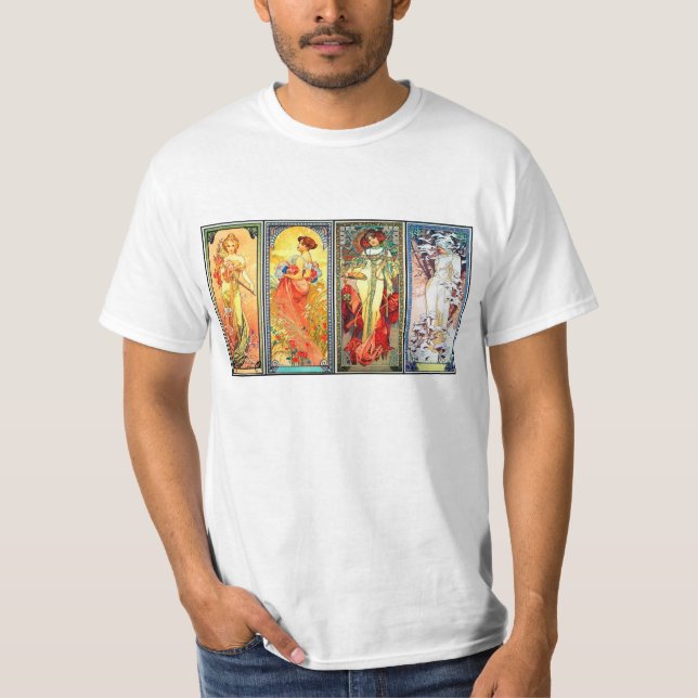 De fyra säsongserierna 3 vid den Mucha T-tröja T-shirt (Framsida)