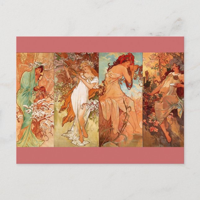 De fyra sjöarna - Art nouveau Vykort (Framsida)
