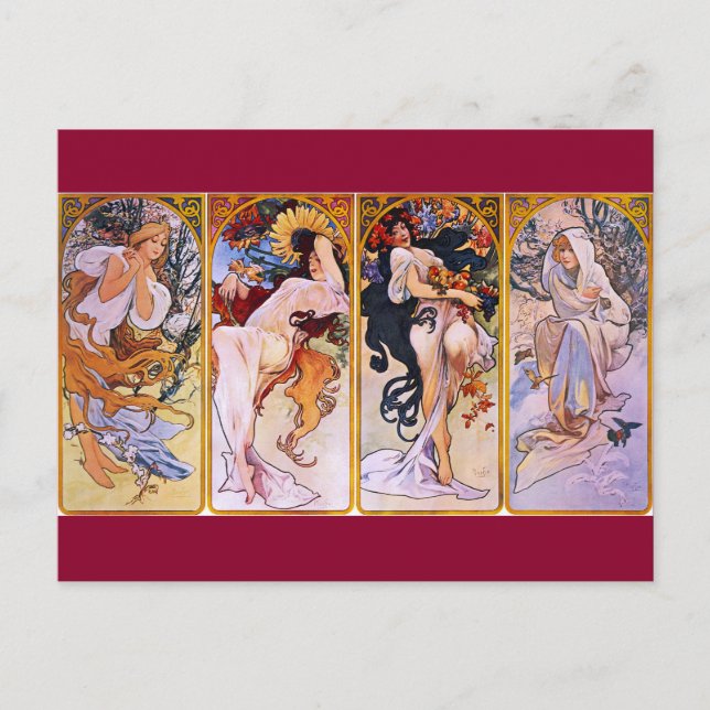 De fyra sjöarna Art nouveau Vykort (Framsida)