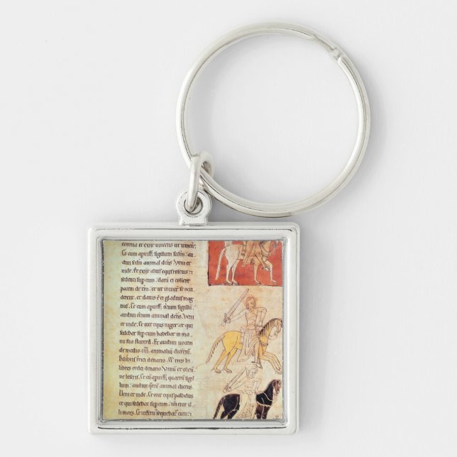 De fyra skicklig ryttare av apokalypset fyrkantig silverfärgad nyckelring (Framsidan)