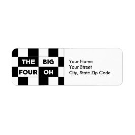 De fyra stora svarta vita kontrollpanelsetikettern returadress etikett