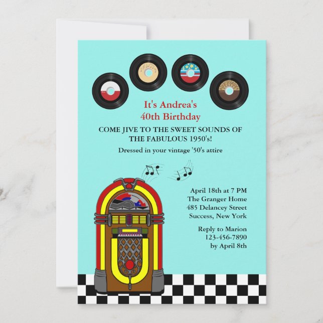 De gamla 45 Födelsedagsfest inbjudan (Framsida)