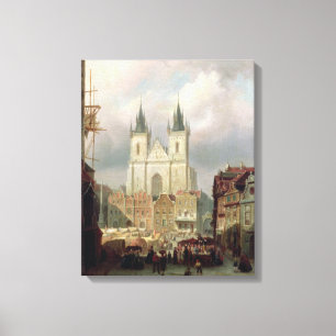 De gammala marknadsför stället på Prague, 1881 Canvastryck