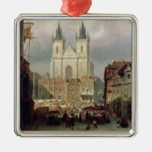 De gammala marknadsför stället på Prague, 1881 Julgransprydnad Metall