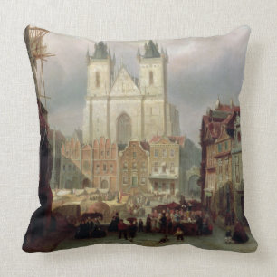 De gammala marknadsför stället på Prague, 1881 Kudde