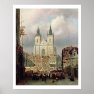 De gammala marknadsför stället på Prague, 1881 Poster