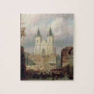 De gammala marknadsför stället på Prague, 1881 Pussel