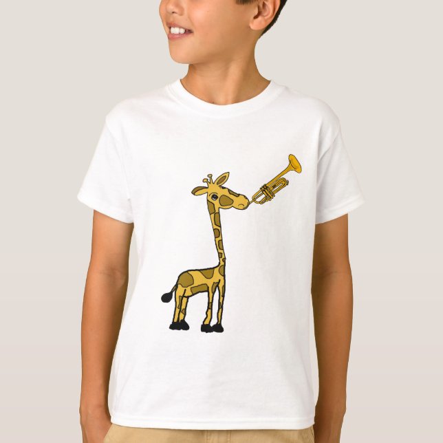 DE- Giraffe som spelar Trumpet Shirt T (Framsida)