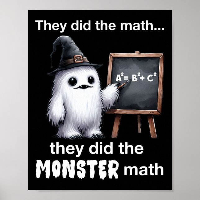 De gjorde Monster Math Yeti Funny Halloween Tea Poster (Framsidan)