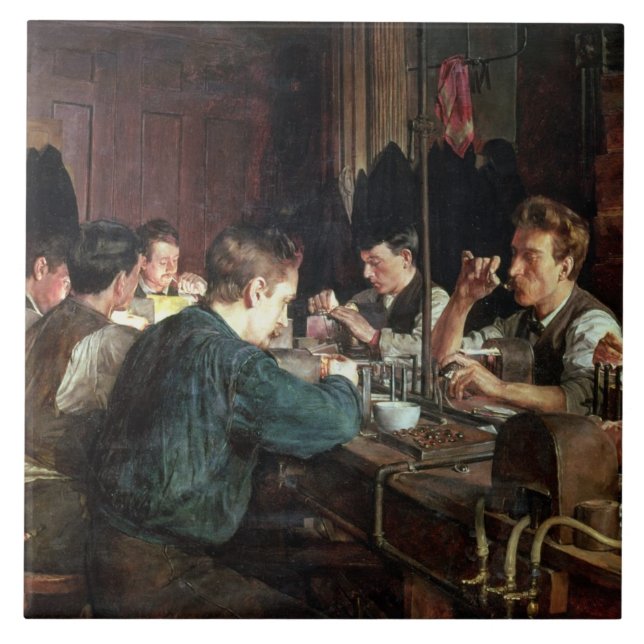 De Glass blåsarna, 1883 (olja på kanfas) Kakelplatta (Framsidan)