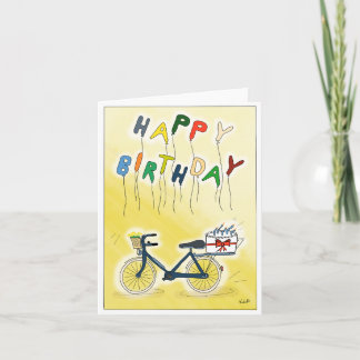 DE Glückwunschkarte Fahrrad mit Ballons Kort