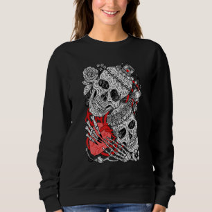 De gotiska Döskallarna Art Skeletons Kärlek Ro Hea T Shirt