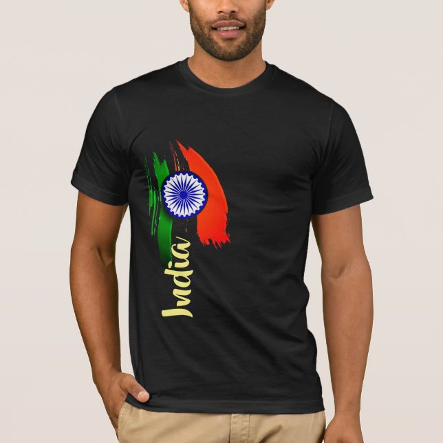 De här Färg inte Springa Indiska Flagga Tiranga-Pr T Shirt (Framsida)