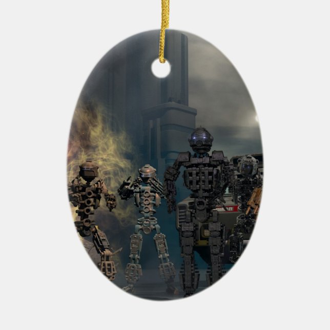 de härliga sju robotarna b julgransprydnad keramik (Framsidan)
