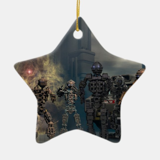 de härliga sju robotarna b julgransprydnad keramik (Framsidan)
