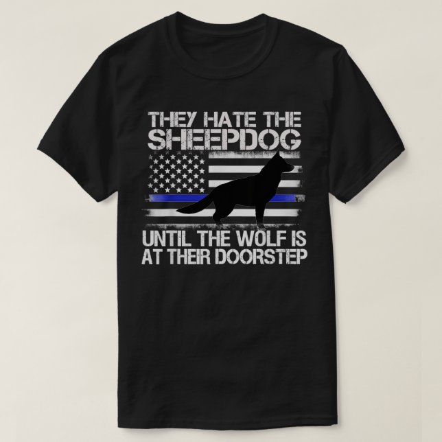 De hatar fårhunden, den blå polisen K9 Gi T Shirt (Design framsida)