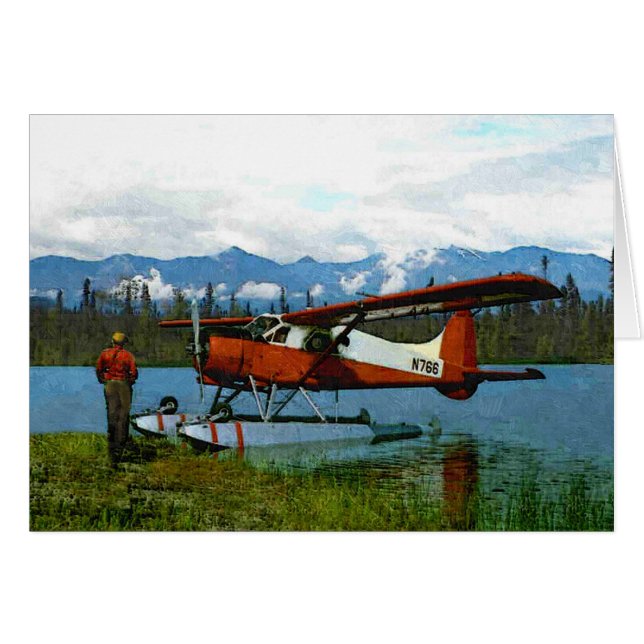 De Havilland Beaver Floatplan Hälsningskort (Framsidan Horizontal)