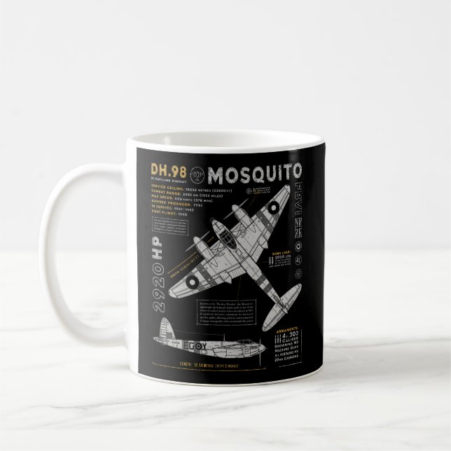De Havilland Mosquito Fighter Bomber British Ww2 R Kaffemugg (Vänster)