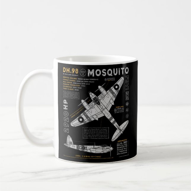 De Havilland Mosquito Fighter Bomber British Ww2 R Kaffemugg (Vänster)