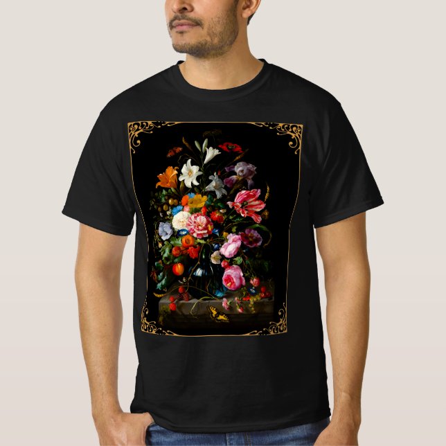 de Heem Mauritshuis Vas av Flowers-målarklass T Shirt (Framsida)