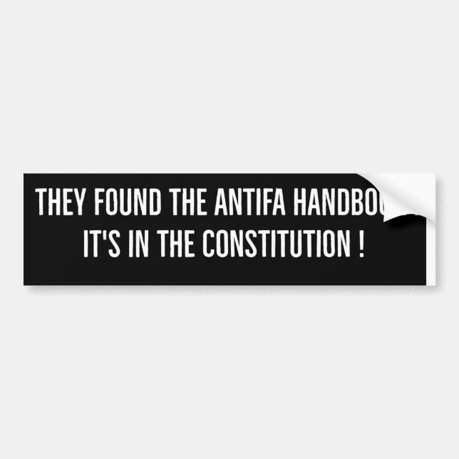 De hittade Antifa-handboken  Det står i konstituti Bildekal (Framsidan)