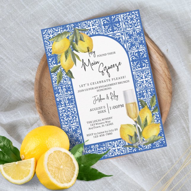 De hittade Förlovningen för huvudsiga Lemon & Tile Inbjudningar (Skapare uppladdad)