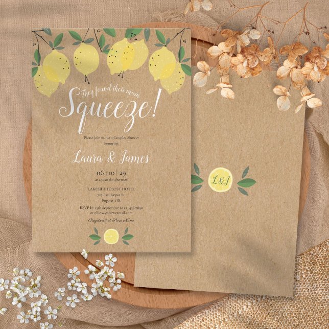 De hittade sin viktigaste doft Lemon Par Shower Inbjudningar (They Found Their Main Squeeze Lemon Couples Shower Invitation)