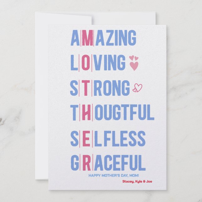 De högsta Mamma-kvaliteterna för ett bäst Mamma-Mo Julkort (Framsida)