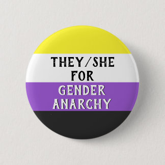 De/hon för Gender Mayhem Button (på Enby flagga) Knapp
