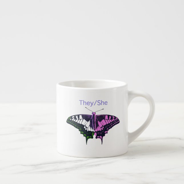 De/hon non-Binary Flagga Swallowtail Butterfly Espressomugg (Höger)