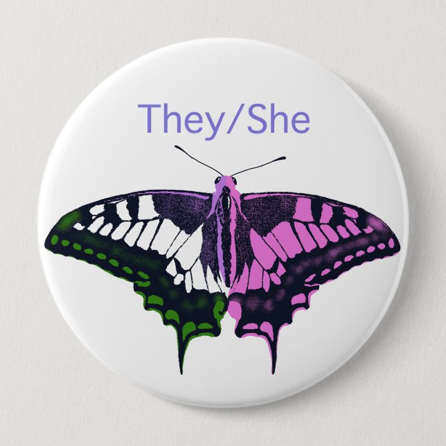 De/hon non-Binary Flagga Swallowtail Butterfly Knapp (Framsida)