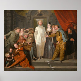 De italienska Komikerna - Antoine Watteau Fine Art Poster