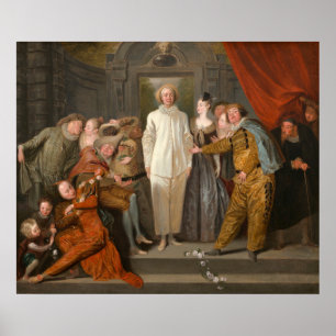 De italienska Komikerna - Antoine Watteau Fine Art Poster