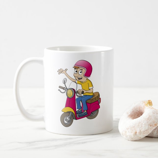 De jongen op de scooter kaffemugg (Med munk)
