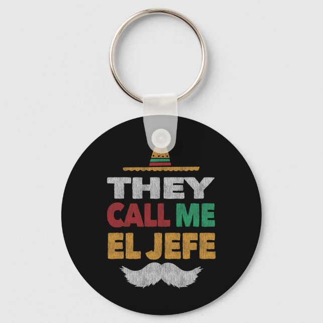 De kallar mig El Jefe Fiesta Mexican Party Hat Nyckelring (Framsida)