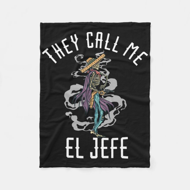 De kallar mig El Jefe Mexican Sombrero Cowboy Cost Fleecefilt (Framsidan)