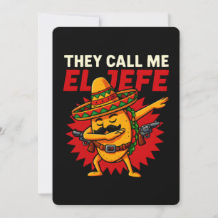 De kallar mig El Jefe Taco Funny Chef Cinco De May Inbjudningar