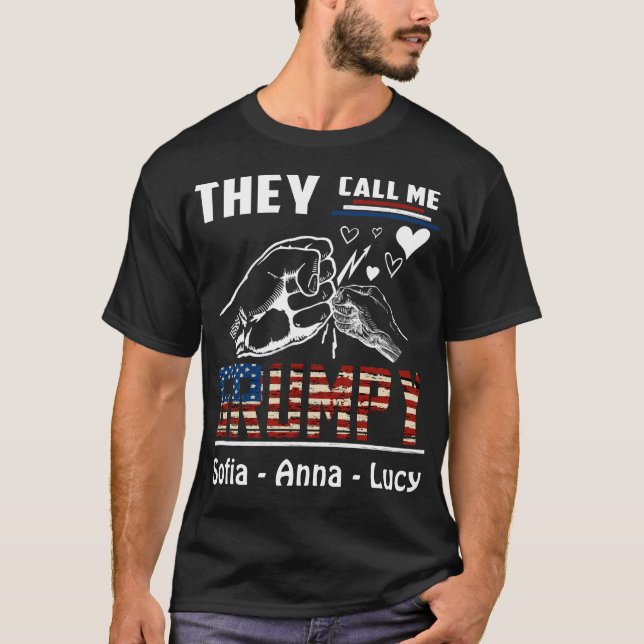 De kallar mig Grumpy Old Veteran Granddad Barnbarn T Shirt (Framsida)