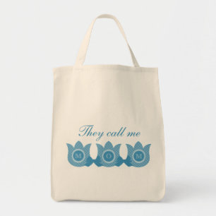 De kallar mig Mamma-Play Tulips Bag (blått) Tygkasse