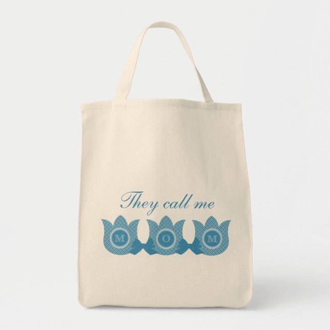 De kallar mig Mamma-Play Tulips Bag (blått) Tygkasse (Framsidan)