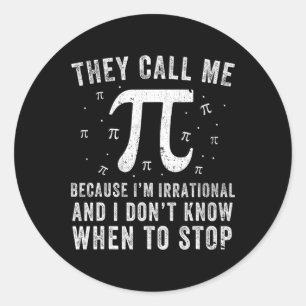 De kallar mig Pi Symbol Pi Day Cute Funny Groovy Runt Klistermärke