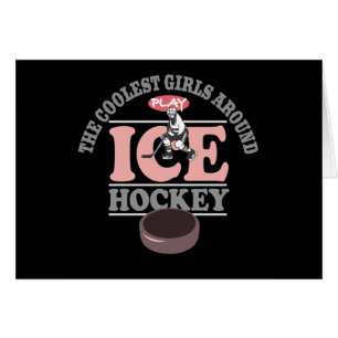 De kallaste flickorna runt om lekishockey hälsningskort
