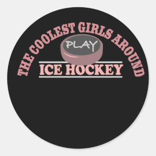 De kallaste flickorna runt om lekishockey klistermärke