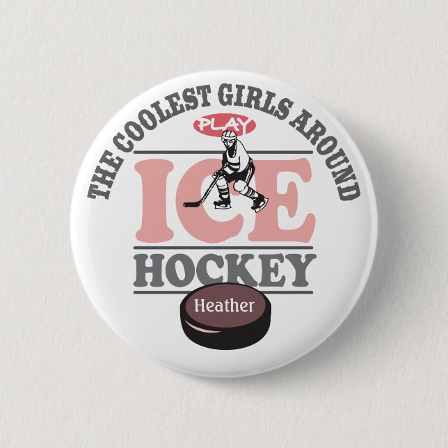 De kallaste flickorna runt om lekishockey knapp (Framsida)