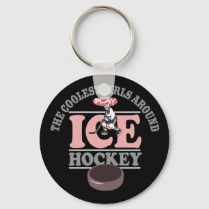 De kallaste flickorna runt om lekishockey nyckelring