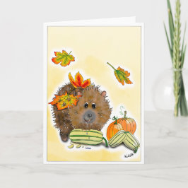 DE Kalppkarte Herbst Igel mit Kürbis Kort